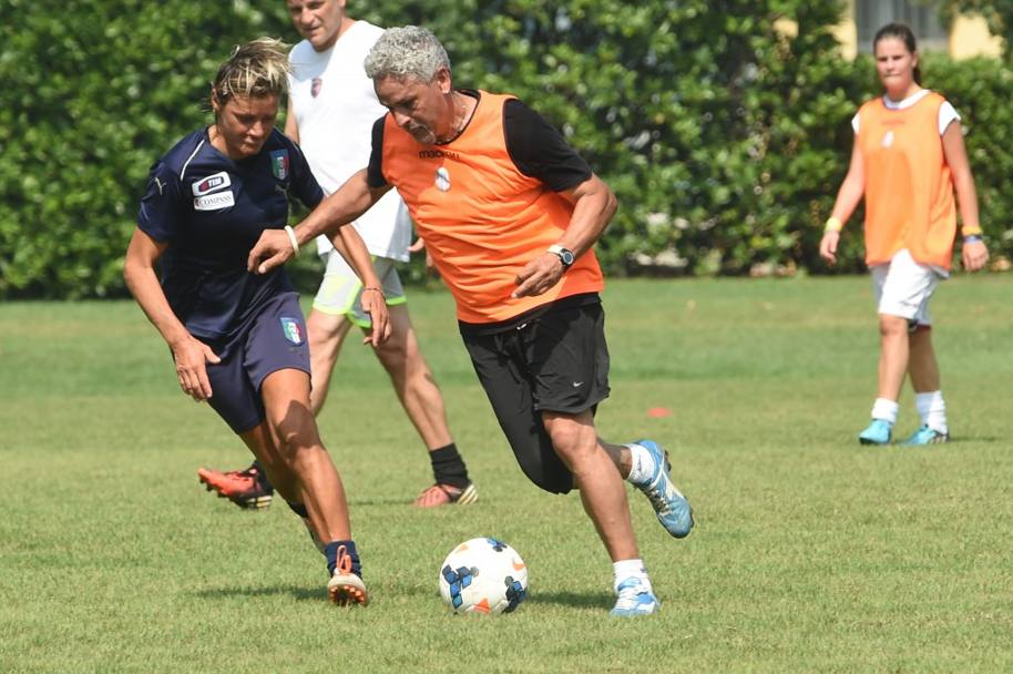 Roberto Baggio si allena in vista della Partita della Pace all’Olimpico di Roma il 1 settembre